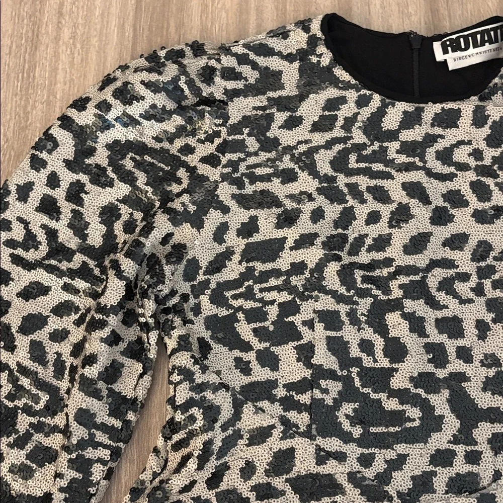 New ROTATE Birger Christensen Sequin Long Sleeve Alison Mini Dress